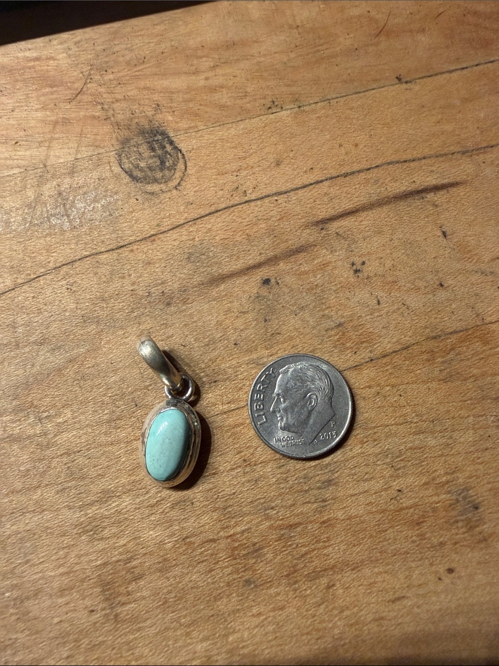 Artisan handmade Sterling Silver Turquoise Oval Pendant